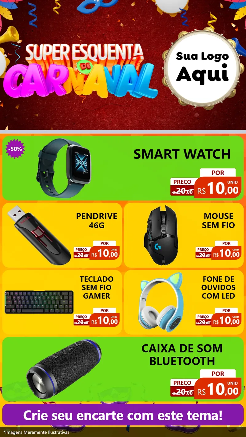 Modelo de TV para TV Vertical com o tema Super Esquenta de Carnaval para Informática