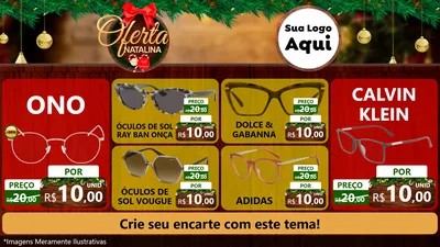 Modelo de TV para TV Horizontal com o tema Ofertas Natalina para Óticas