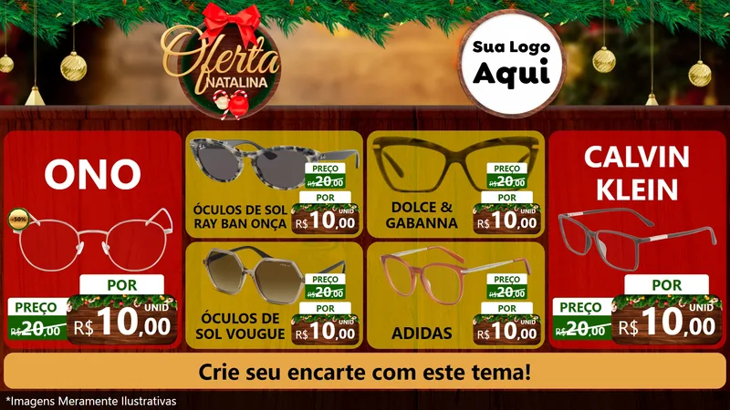 Modelo de TV para TV Horizontal com o tema Ofertas Natalina para Óticas