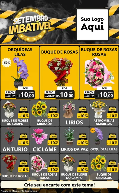 Modelo de Encarte para Encarte Grande com o tema Setembro Imbatível para Floricultura e jardim
