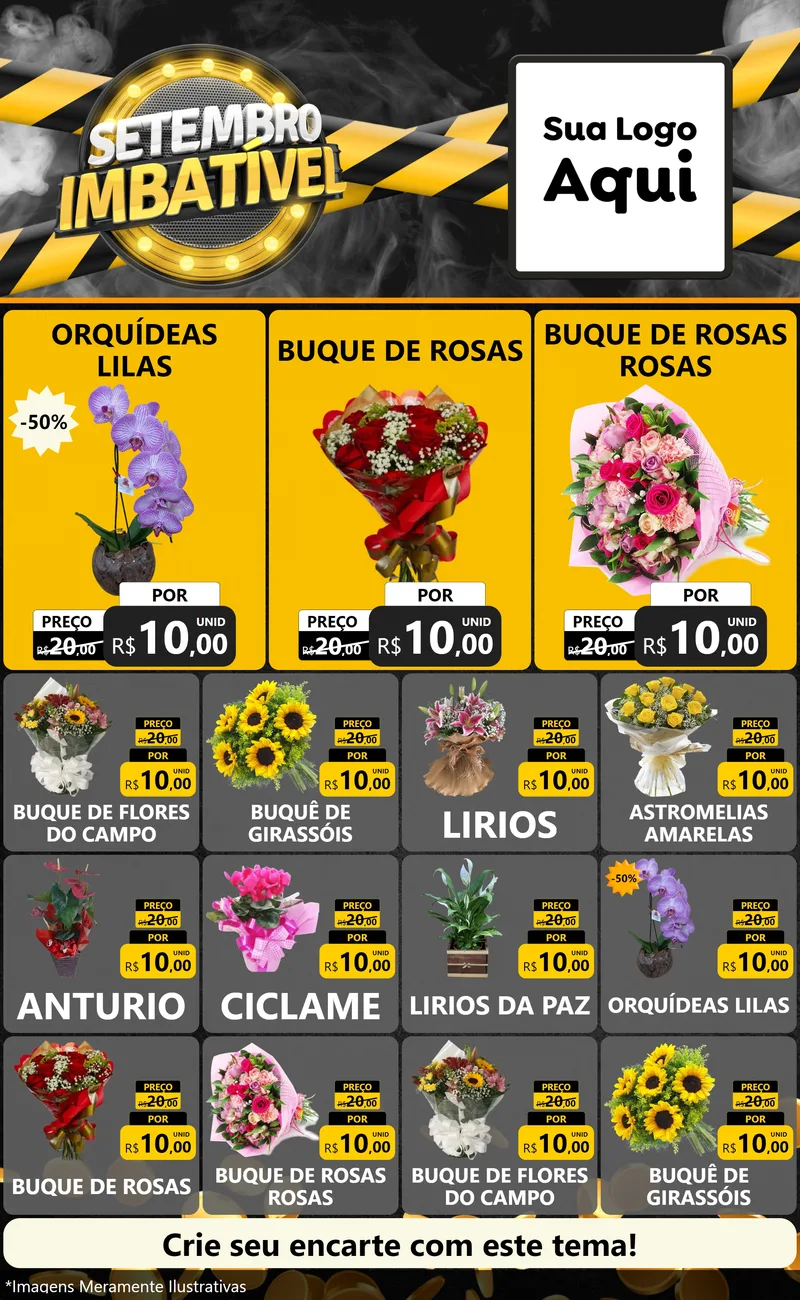 Modelo de Encarte para Encarte Grande com o tema Setembro Imbatível para Floricultura e jardim