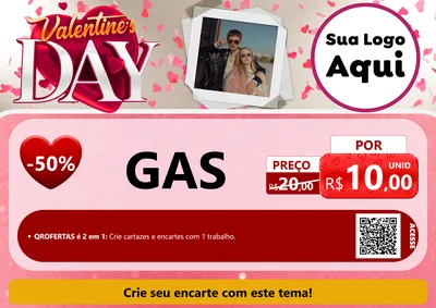 Modelo de Cartaz para Cartaz A4 Horizontal com o tema Valentine's Day para Água e gás