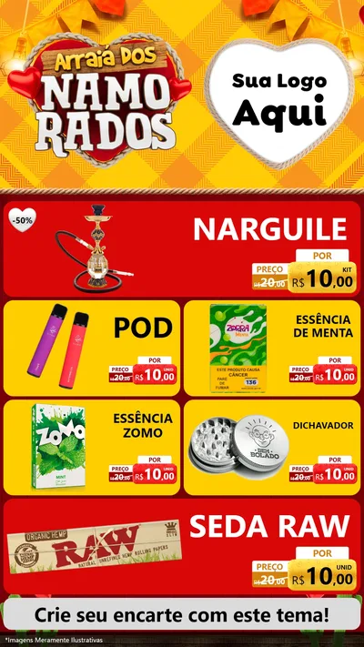 Modelo de TV para TV Vertical com o tema Arraiá dos Namorados para Tabacaria