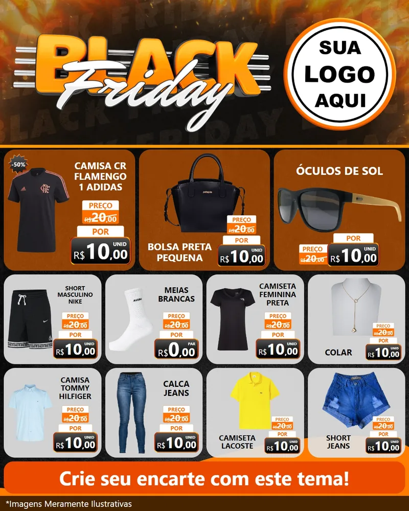 Modelo de Rede Social para Feed Instagram com o tema Black Friday para Roupas e acessórios