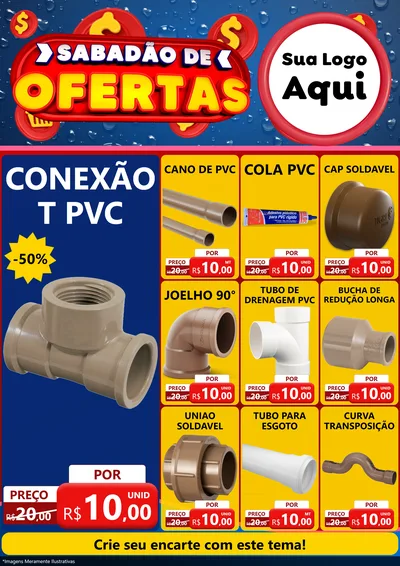 Modelo de Encarte para Encarte A4 Vertical com o tema Sabadão de Ofertas para Tubos e conexões