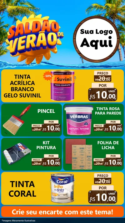 Modelo de TV para TV Vertical com o tema Saldão de Verão para Tintas e Ferramentas