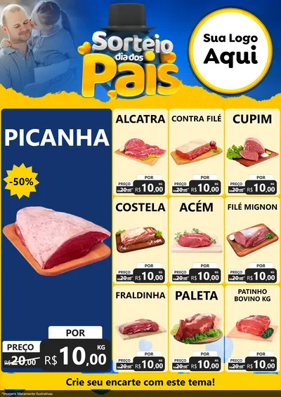 Modelo de Encarte para Encarte A4 Vertical com o tema Sorteio Dia Dos Pais para Açougue
