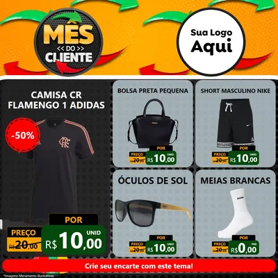 Modelo de Rede Social para Feed Facebook com o tema Mês do Cliente para Roupas e acessórios