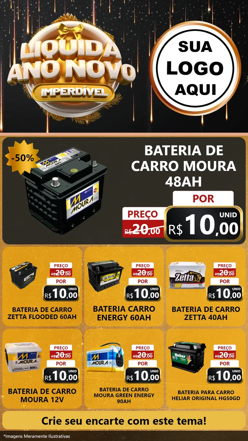 Modelo de Rede Social para Stories com o tema Liquida Ano Novo Imperdível para Baterias Elétricas