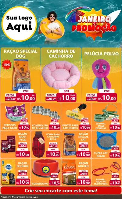 Modelo de Encarte para Encarte Grande com o tema Janeiro de Promoção para Pet Shop