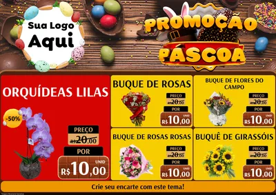 Modelo de Encarte para Encarte A4 Horizontal com o tema Promoção Páscoa para Floricultura e jardim