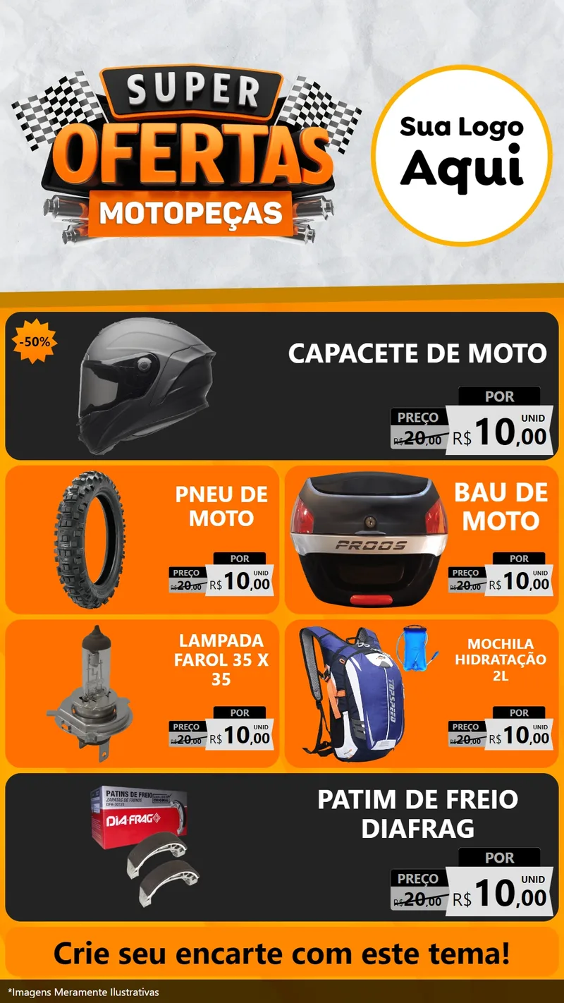 Modelo de TV para TV Vertical com o tema Super Ofertas - Motopeças para Moto peças