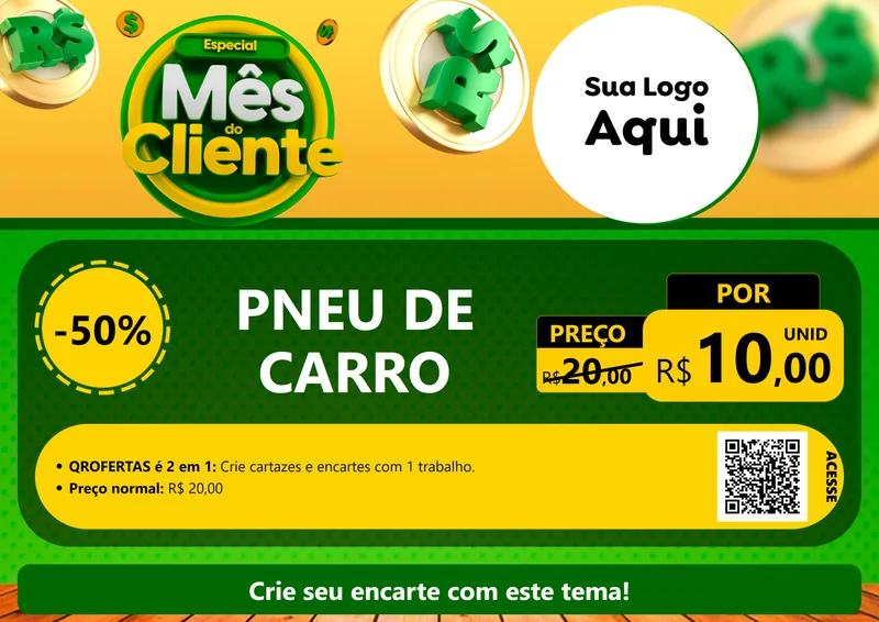 Modelo de Cartaz para Cartaz A4 Horizontal com o tema Especial Mês do Cliente para Auto peças