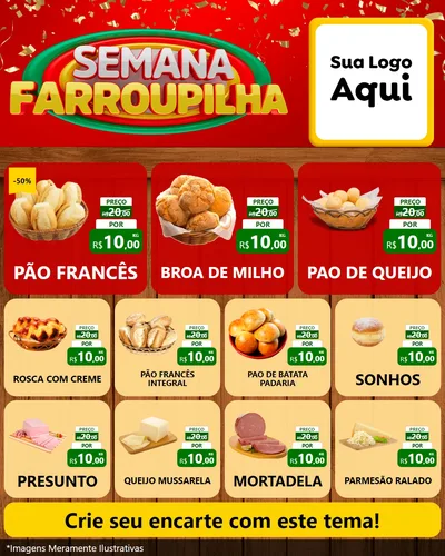 Modelo de Rede Social para Feed Instagram com o tema Semana Farroupilha para Padaria