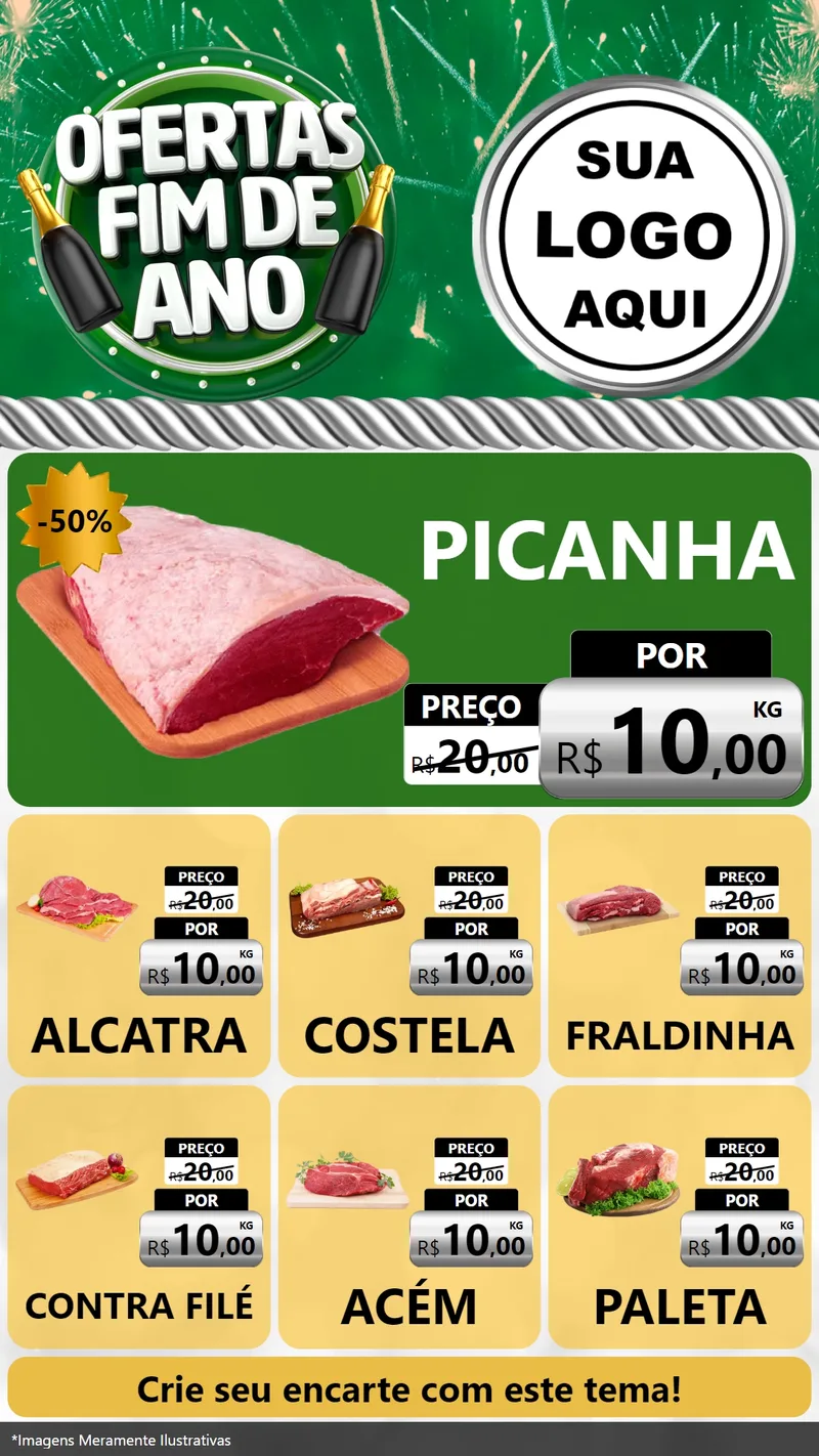 Modelo de Rede Social para Stories com o tema Ofertas Fim de Ano para Açougue
