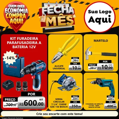 Modelo de Rede Social para Feed Facebook com o tema Fecha Mês para Maquinas e Ferramentas