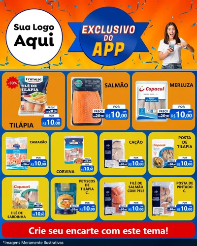 Modelo de Rede Social para Feed Instagram com o tema Exclusivo do Aplicativo para Peixaria