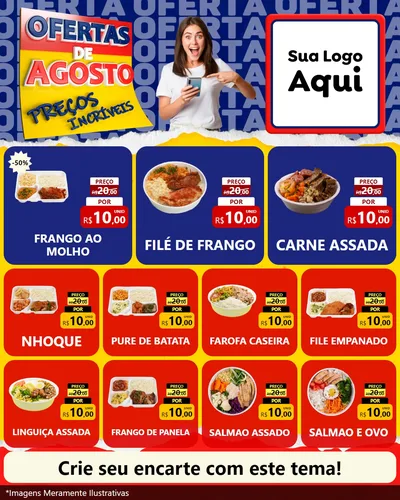 Modelo de Rede Social para Feed Instagram com o tema Ofertas de Agosto - Preços Incríveis para Restaurante