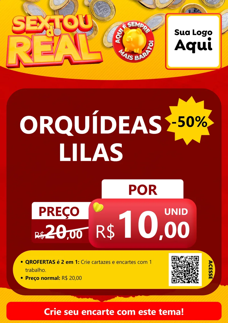 Modelo de Cartaz para Cartaz A4 Vertical com o tema Sextou do Real para Floricultura e jardim