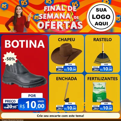 Modelo de Rede Social para Feed Facebook com o tema Final de Semana de Ofertas para Agropecuária