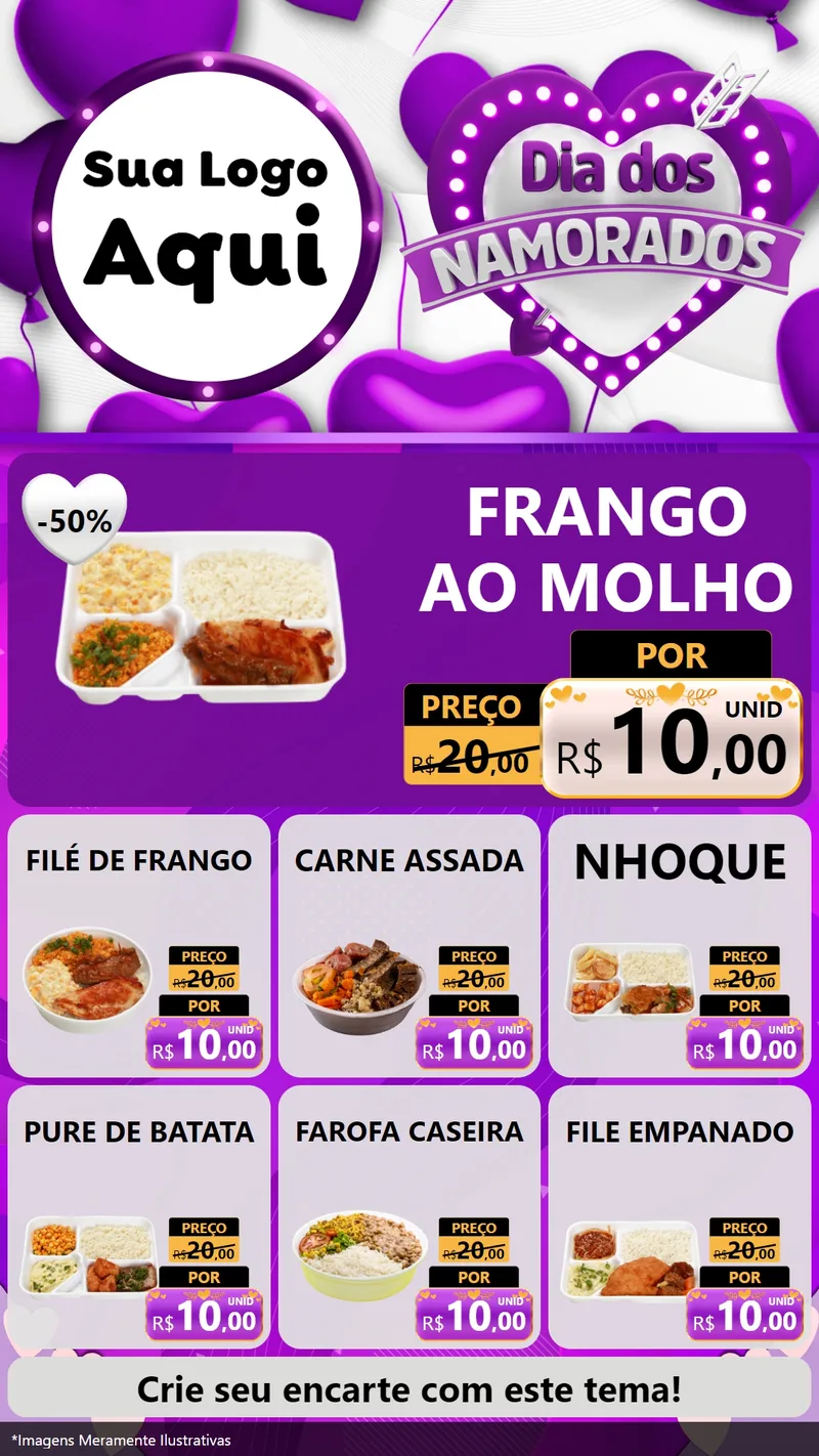 Modelo de Rede Social para Stories com o tema Dia dos Namorados para Restaurante