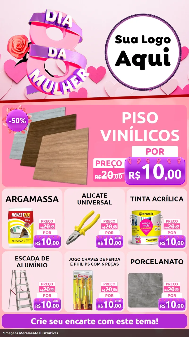 Modelo de Rede Social para Stories com o tema Dia da Mulher para Material para Construção
