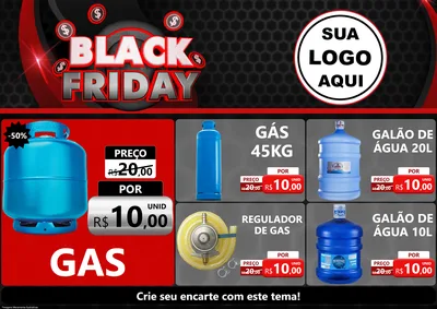 Modelo de Encarte para Encarte A4 Horizontal com o tema Black Friday para Água e gás