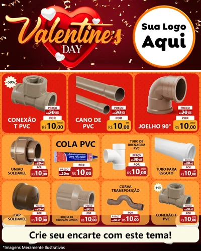 Modelo de Rede Social para Feed Instagram com o tema Valentine's Day para Tubos e conexões