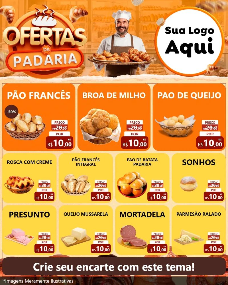 Modelo de Rede Social para Feed Instagram com o tema Ofertas da Padaria para Padaria