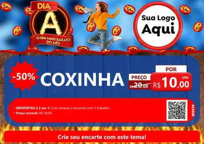 Modelo de Cartaz para Cartaz A4 Horizontal com o tema Dia A - O Dia Mais Barato Do Mês para Salgadaria