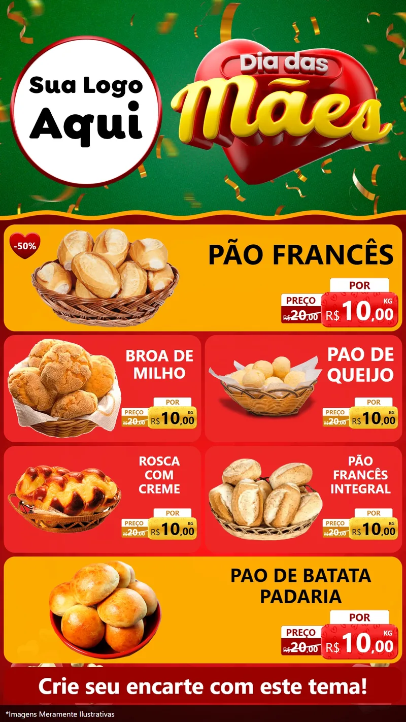 Modelo de TV para TV Vertical com o tema Dia das Mães para Padaria