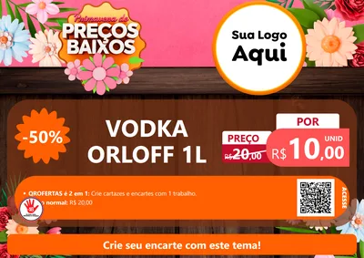 Modelo de Cartaz para Cartaz A4 Horizontal com o tema Primavera de Preços Baixos para Distribuidora de bebidas