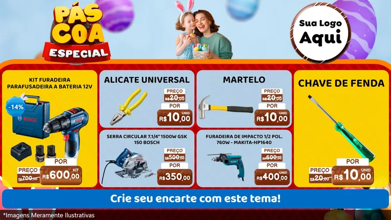 Modelo de TV para TV Horizontal com o tema Páscoa Especial para Maquinas e Ferramentas