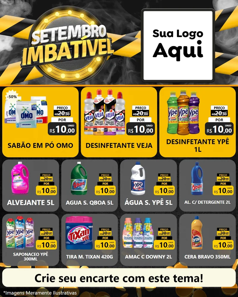Modelo de Rede Social para Feed Instagram com o tema Setembro Imbatível para Produtos de Limpeza