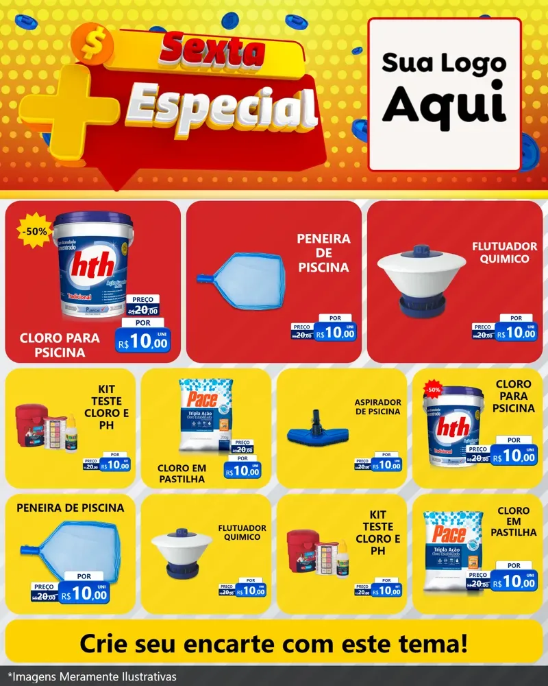 Modelo de Rede Social para Feed Instagram com o tema Sexta Mais Especial para Produtos para Piscina