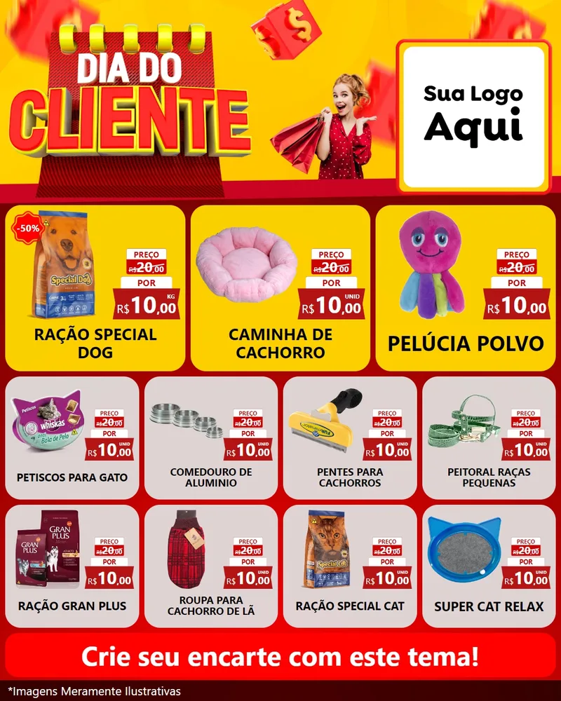 Modelo de Rede Social para Feed Instagram com o tema Dia do Cliente para Pet Shop