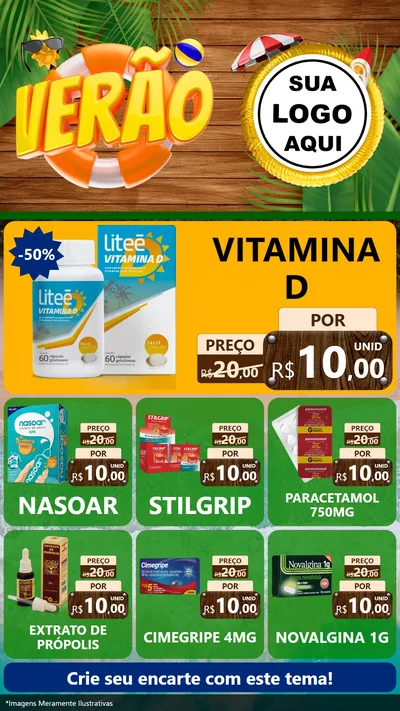 Modelo de Rede Social para Stories com o tema Verão para Farmácia