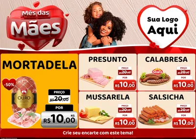 Modelo de Encarte para Encarte A4 Horizontal com o tema Mês das Mães para Frios e Laticínios