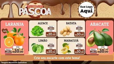 Modelo de TV para TV Horizontal com o tema Ofertas de Páscoa para Hortifrúti