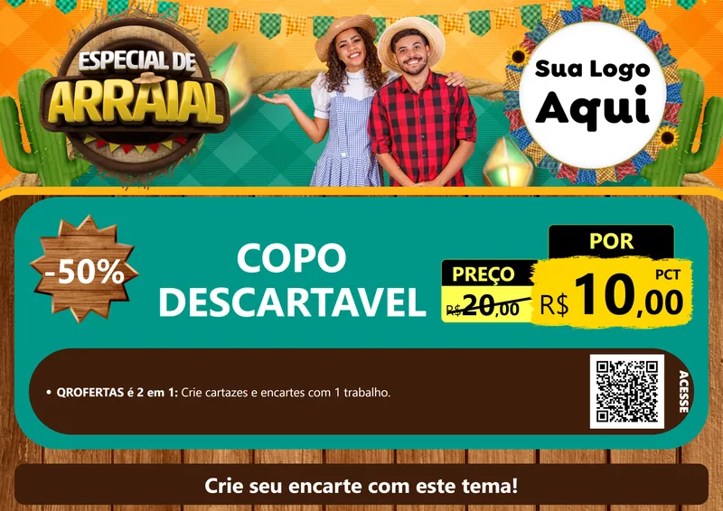 Modelo de Cartaz para Cartaz A4 Horizontal com o tema Especial De Arraial para Embalagens
