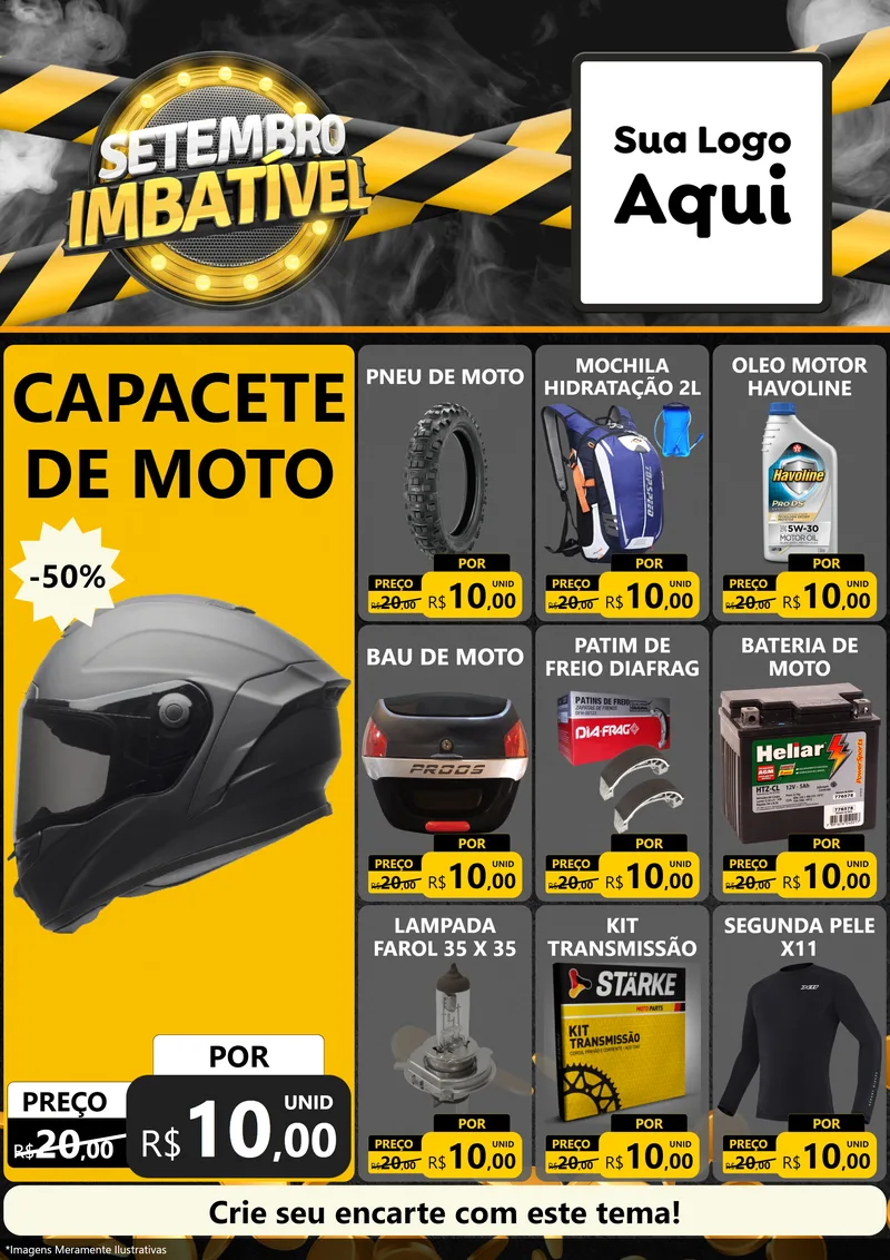 Modelo de Encarte para Encarte A4 Vertical com o tema Setembro Imbatível para Moto peças