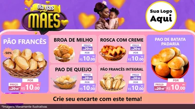 Modelo de TV para TV Horizontal com o tema Dia das Mães para Padaria