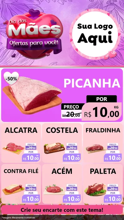 Modelo de Rede Social para Stories com o tema Dia das Mães Ofertas para Você! para Açougue