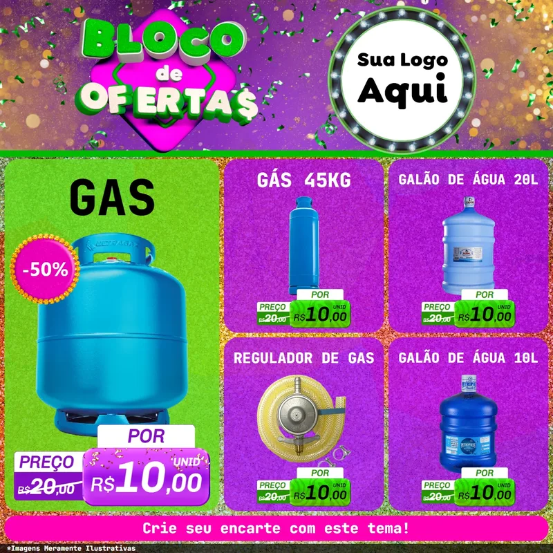 Modelo de Rede Social para Feed Facebook com o tema Bloco de Ofertas para Água e gás