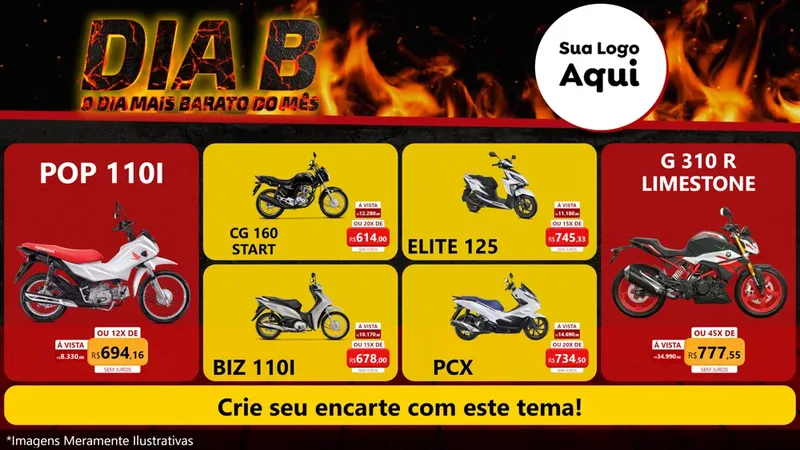 Modelo de TV para TV Horizontal com o tema Dia B para Concessionaria de Motos