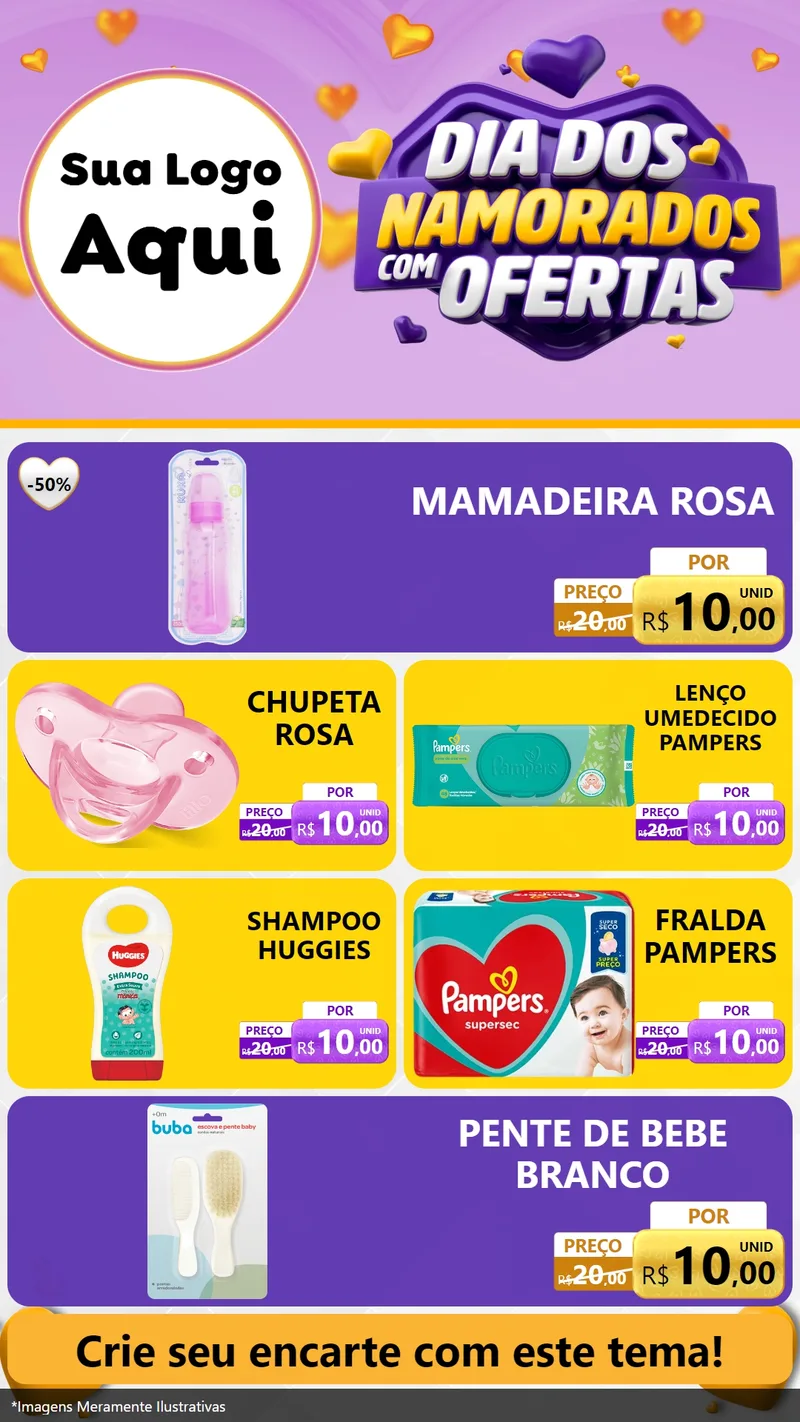 Modelo de TV para TV Vertical com o tema Dia Dos Namorados Com Ofertas para Bebês
