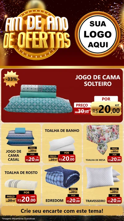 Modelo de Rede Social para Stories com o tema Fim de Ano de Ofertas para Cama, Mesa e Banho