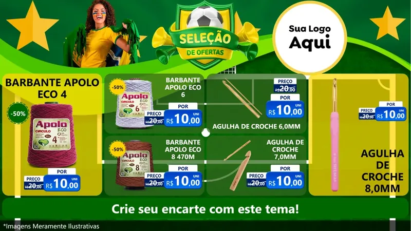 Modelo de TV para TV Horizontal com o tema Seleção de Ofertas - Copa para Armarinho e Aviamentos