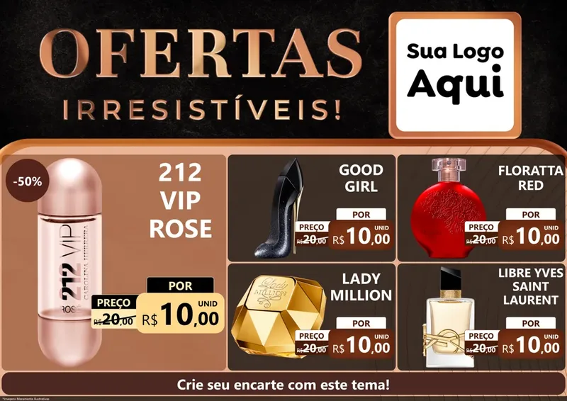 Modelo de Encarte para Encarte A4 Horizontal com o tema Ofertas Irresistíveis! para Perfumes