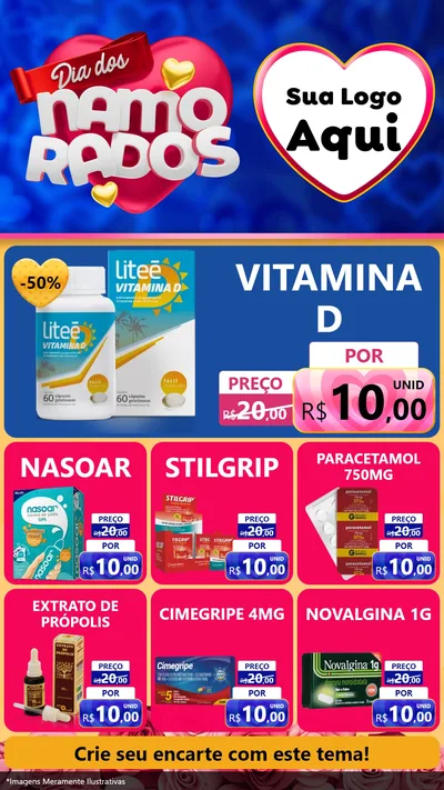 Modelo de Rede Social para Stories com o tema Dia dos namorados para Farmácia